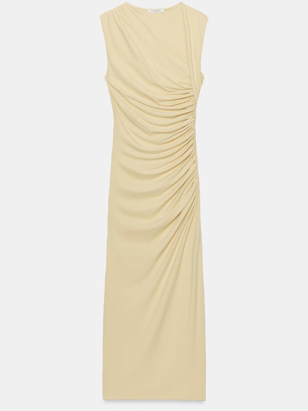Zara Black Draped Asymmetric Ruched Midi Dress S NWT - Picture 7 of 16